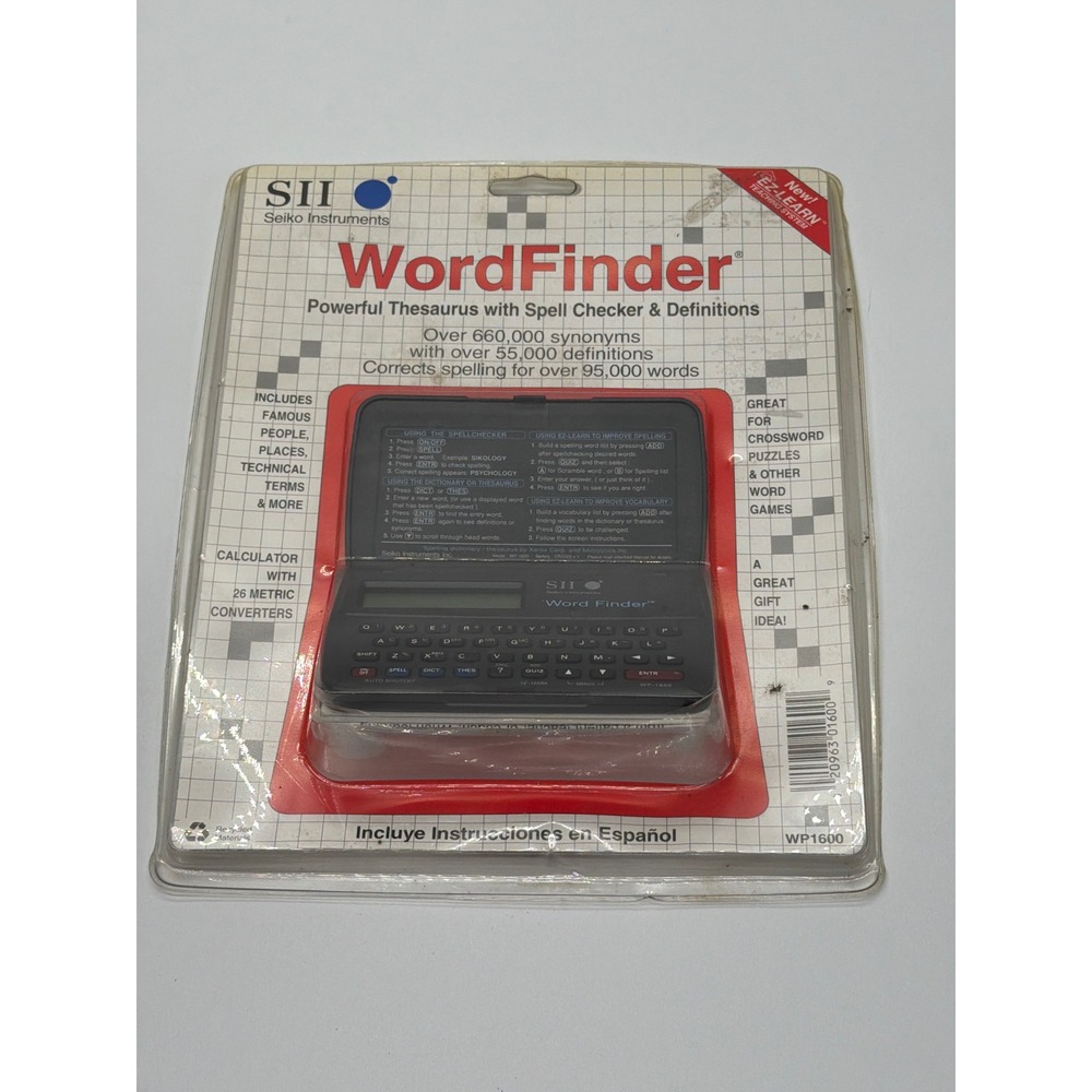 Seiko Instruments WordFinder WP1600 Electronic Thesaurus Spell Checker 1994 NEW